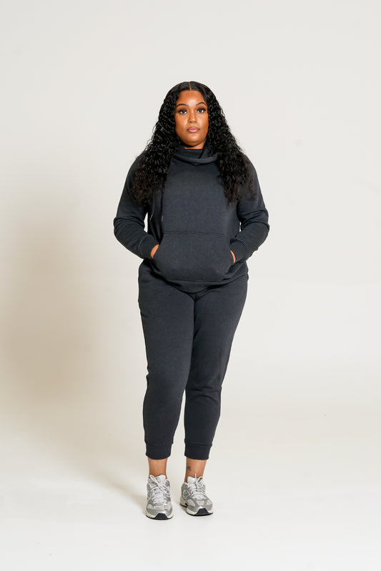 Cozy Side Tie Hoodie Jogger Set (Charcoal)